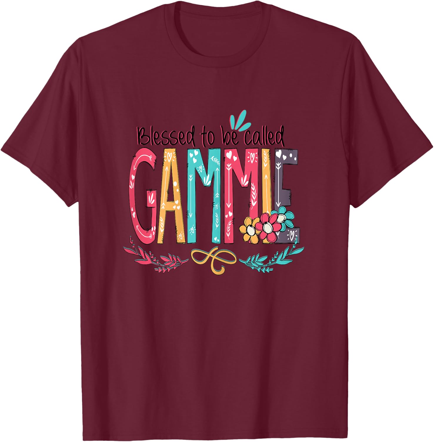 Blessed to be called Gammie Colorful Grandma Christmas Women T-Shirt - T-Shirt | Maroon