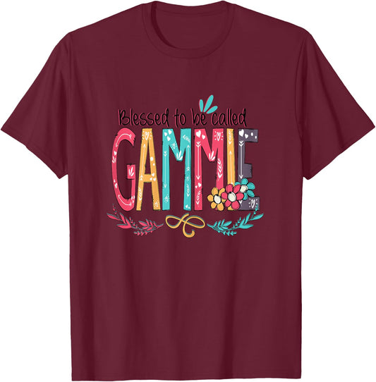 Blessed to be called Gammie Colorful Grandma Christmas Women T-Shirt - T-Shirt | Maroon