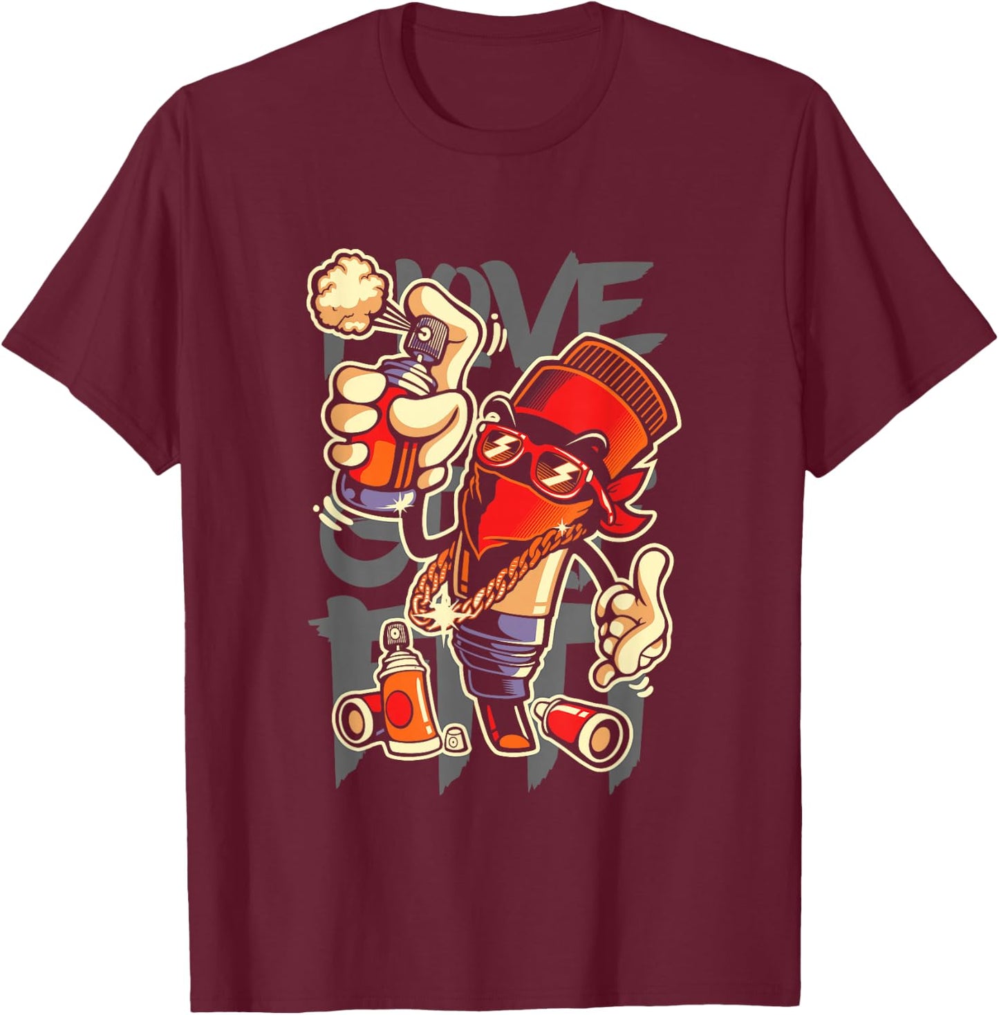 I Love Graffiti Art Spray Paint Graffiti Artist Urban T-Shirt - T-Shirt | Maroon