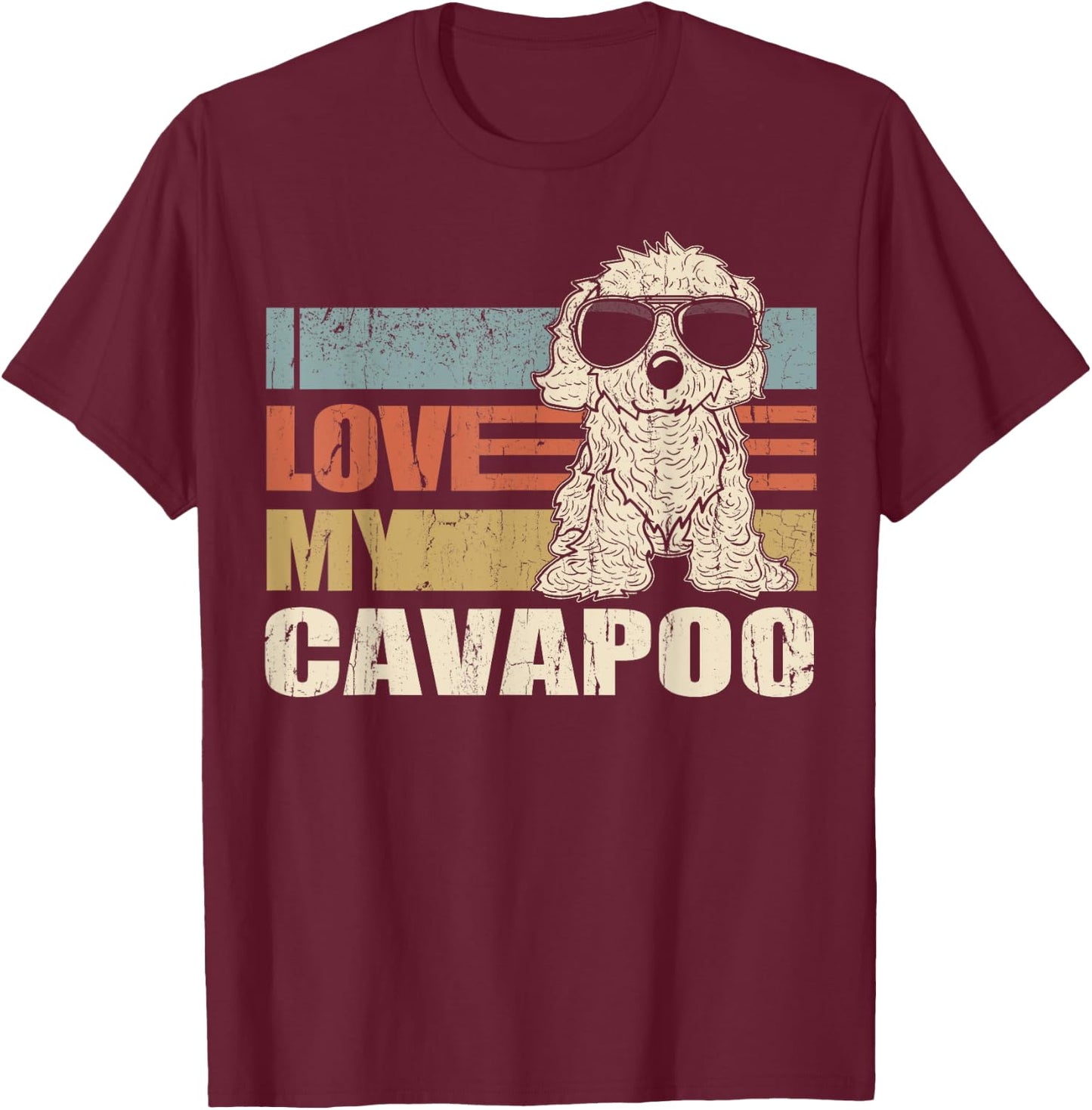 I Love My Cavapoo Cool Dog Vintage Retro Women Girls Kids T-Shirt - T-Shirt | Maroon