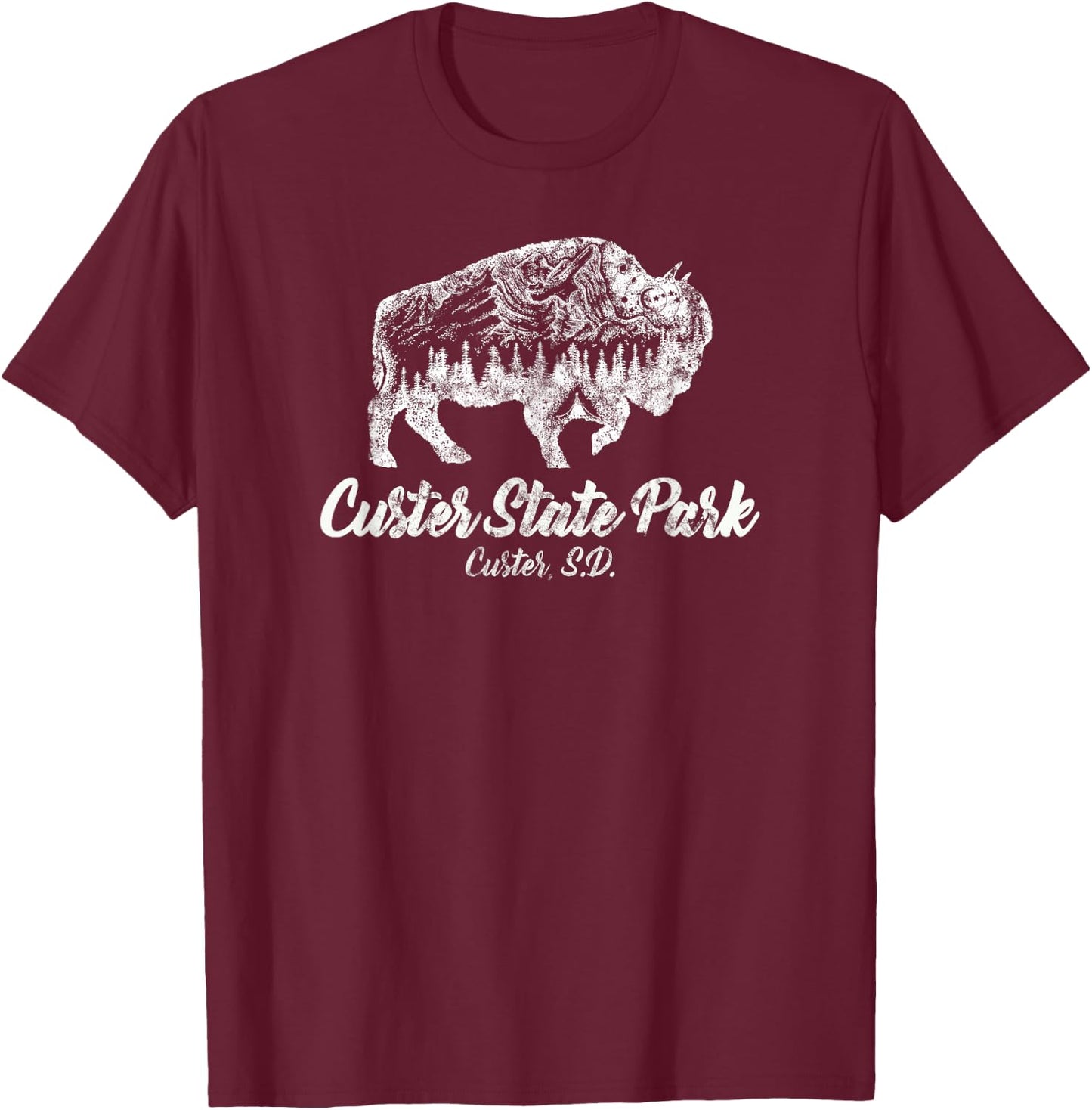 Custer State Park for Bison Lovers South Dakota T-Shirt - T-Shirt | Maroon