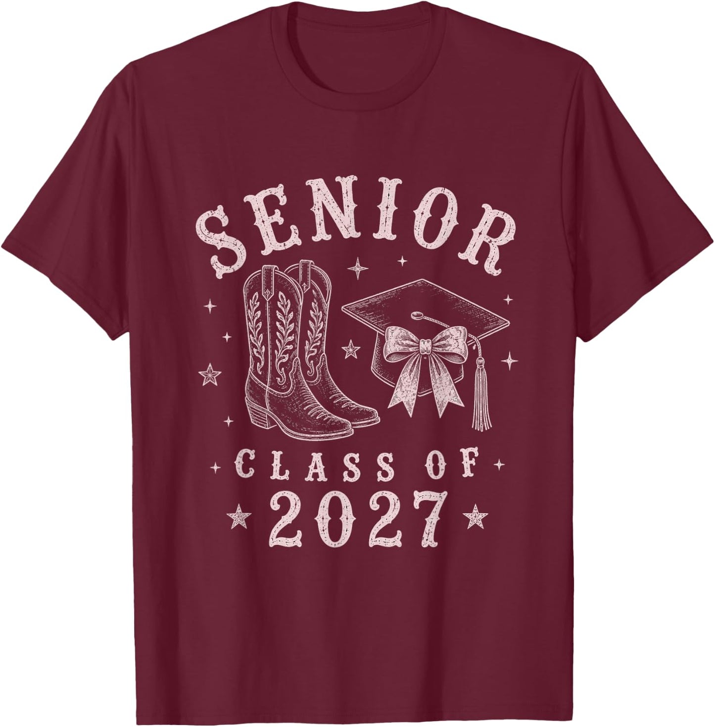 Western Class of 2027 Girls Senior 27 Graduation T-Shirt - T-Shirt | Maroon