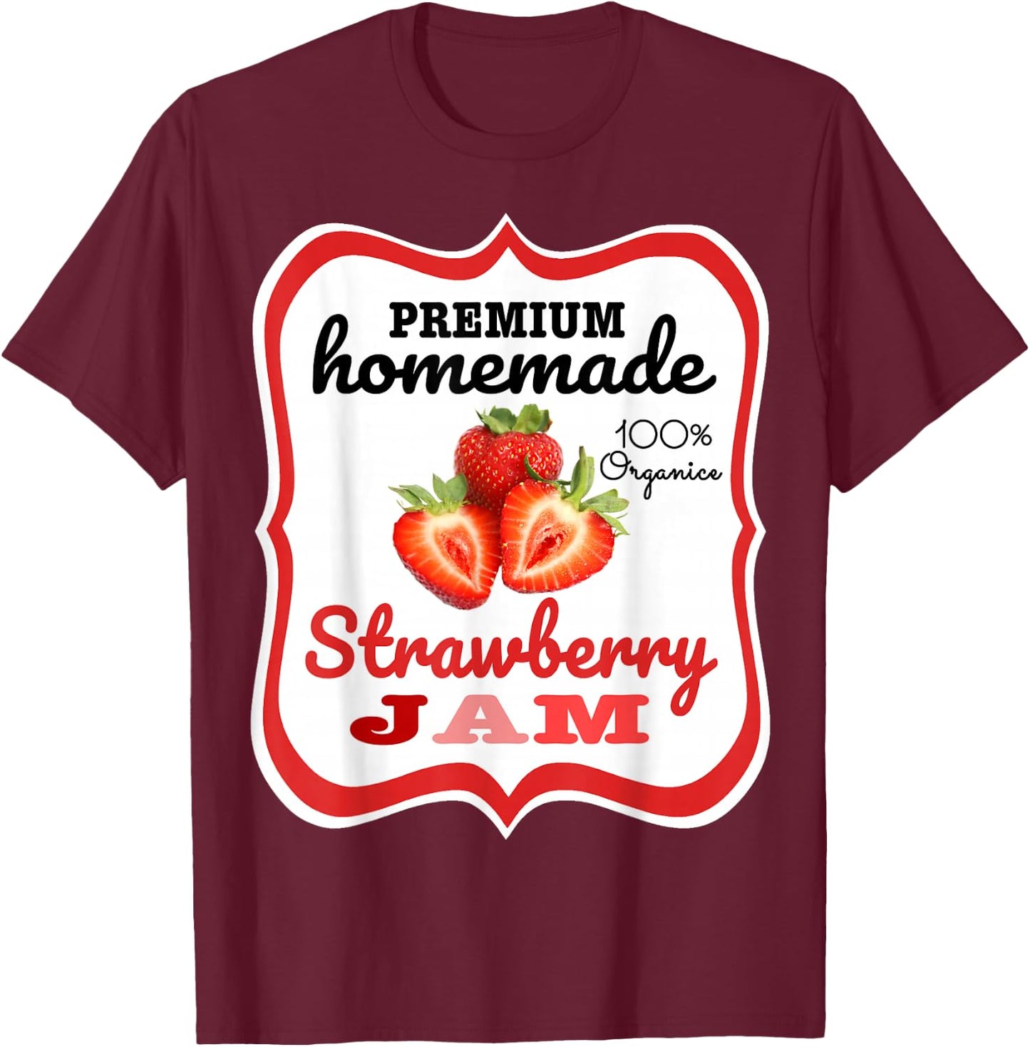 Cute Homemade Strawberry Jam Easy Lazy Halloween Costume T-Shirt - T-Shirt | Maroon