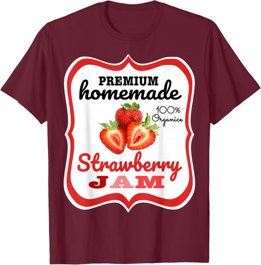 Cute Homemade Strawberry Jam Easy Lazy Halloween Costume T-Shirt - T-Shirt | Maroon