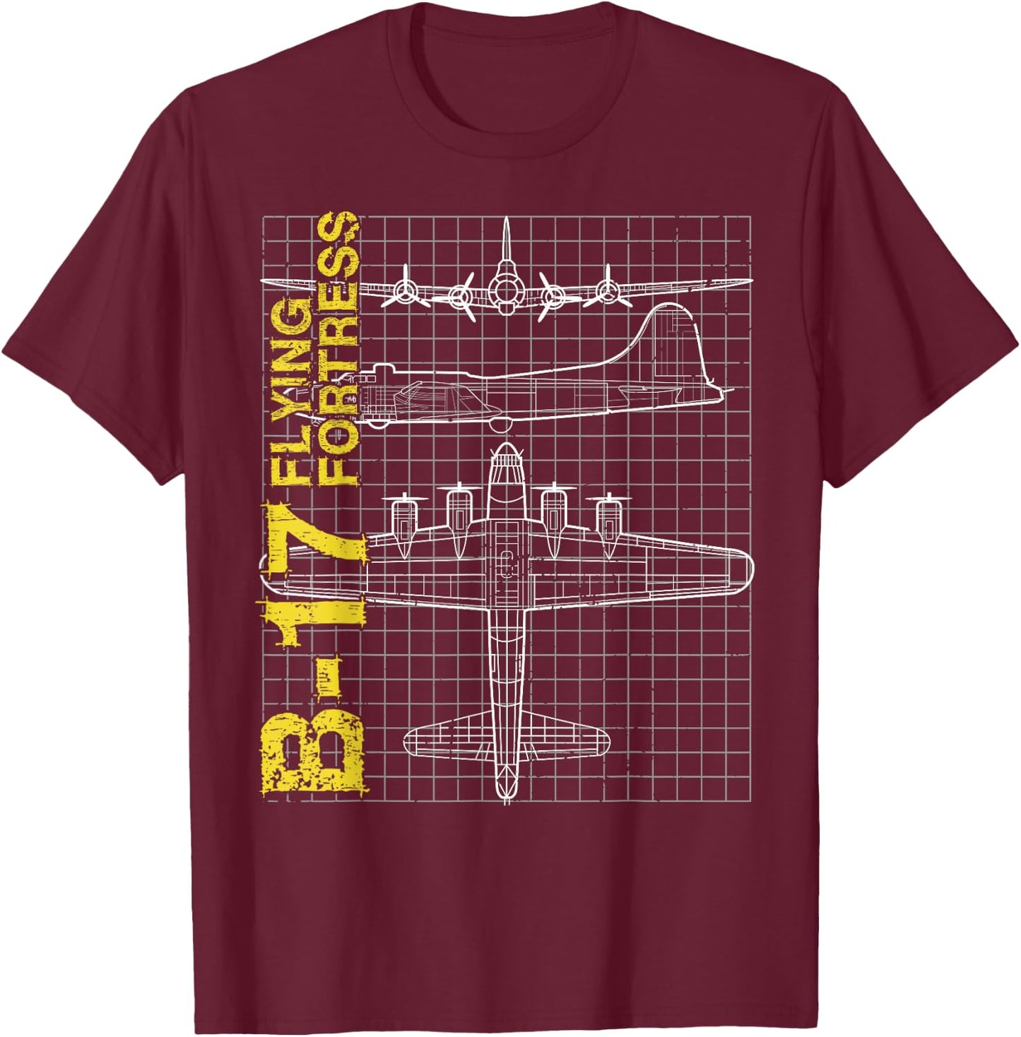 B-17 Flying Fortress gift, Air Force, Aviation design T-Shirt - T-Shirt | Maroon