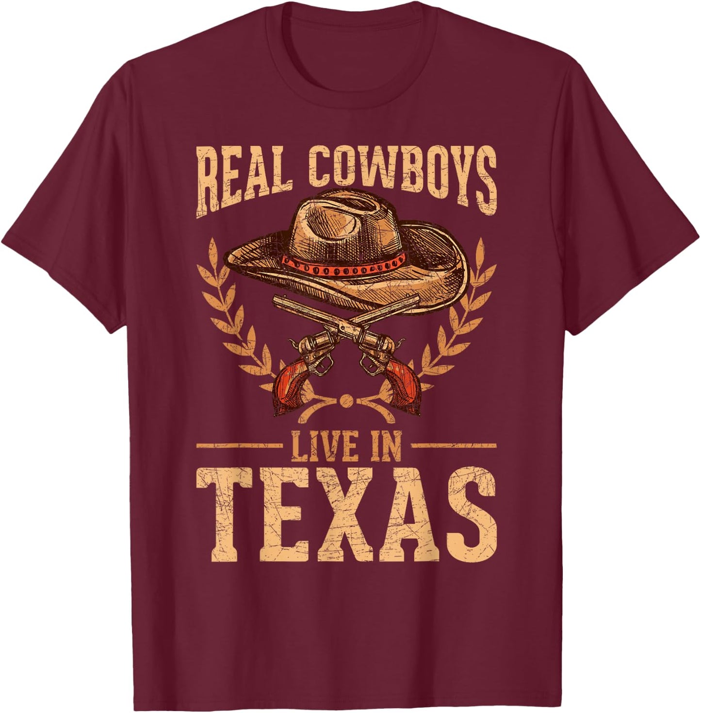 US State Texas Flag Patriotic Texan Cowboy Hat USA Texas T-Shirt - T-Shirt | Maroon
