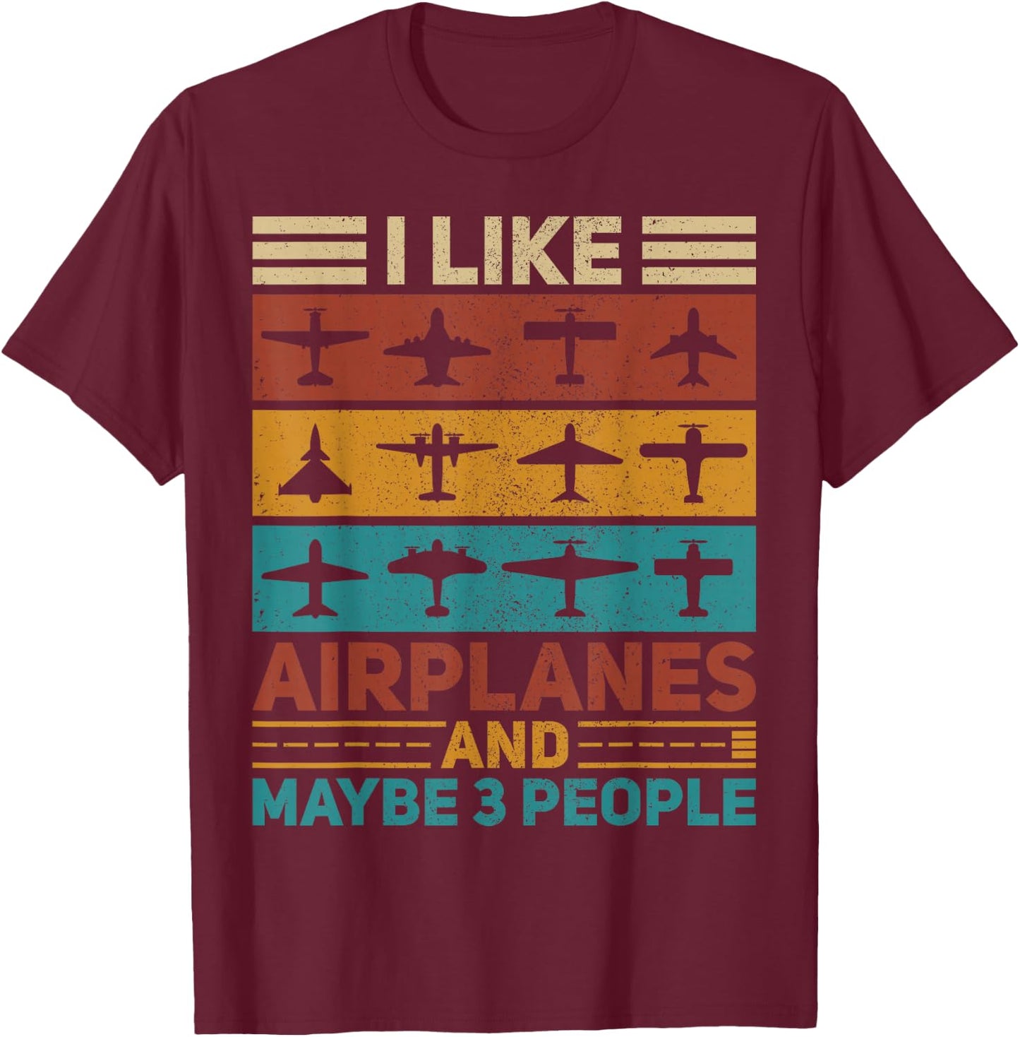 Vintage Airplanes Funny Pilot Plane Aviation Retro Airplane T-Shirt - T-Shirt | Maroon