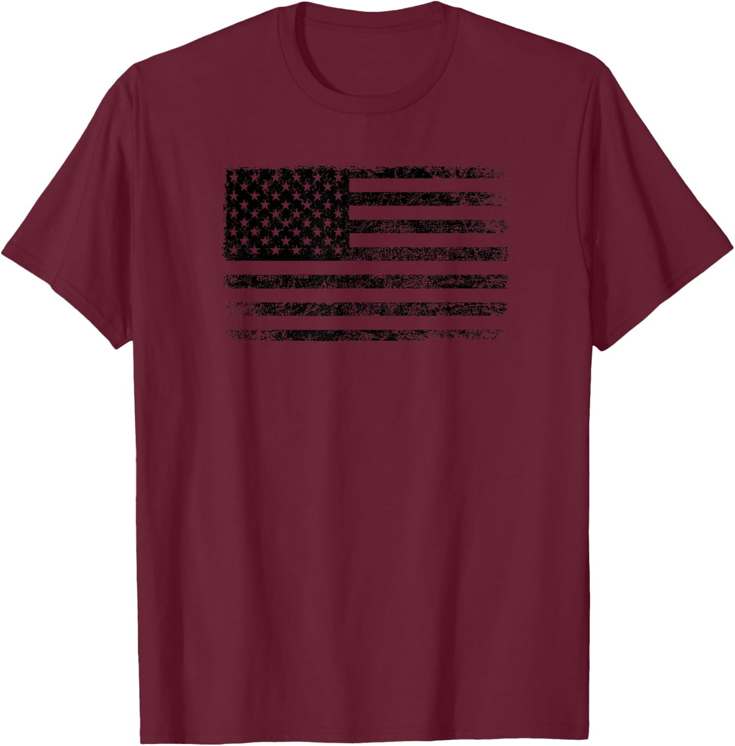 Distressed Black American Flag T-Shirt - T-Shirt | Maroon