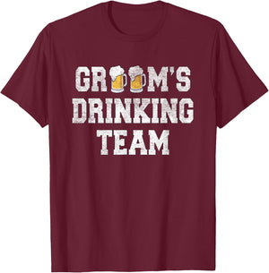 Groom's Drinking Team Bachelor Party T-Shirt - T-Shirt | Maroon