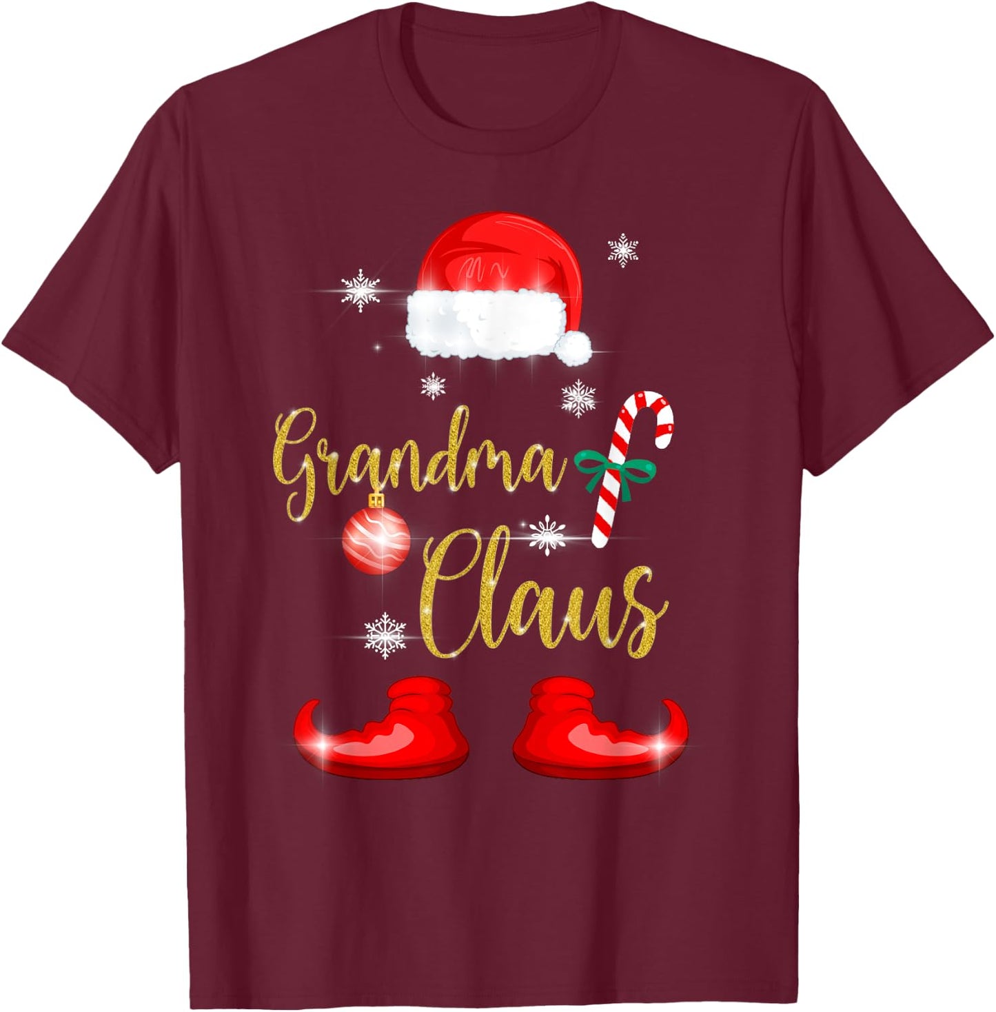 Grandma Santa Claus Funny Family Christmas Pjs for Granny T-Shirt - T-Shirt | Maroon