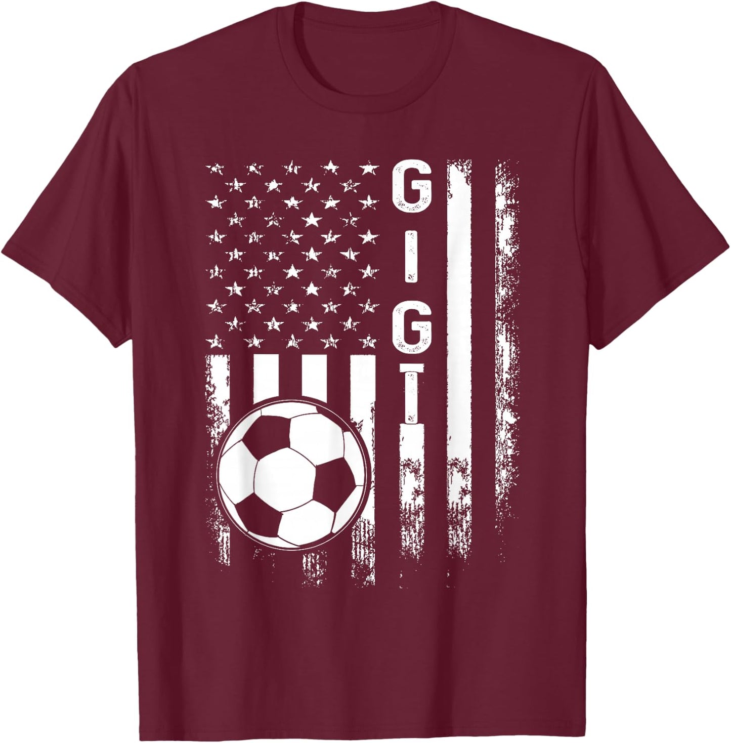 Soccer Gigi American Flag Vintage Christmas Xmas T-Shirt - T-Shirt | Maroon