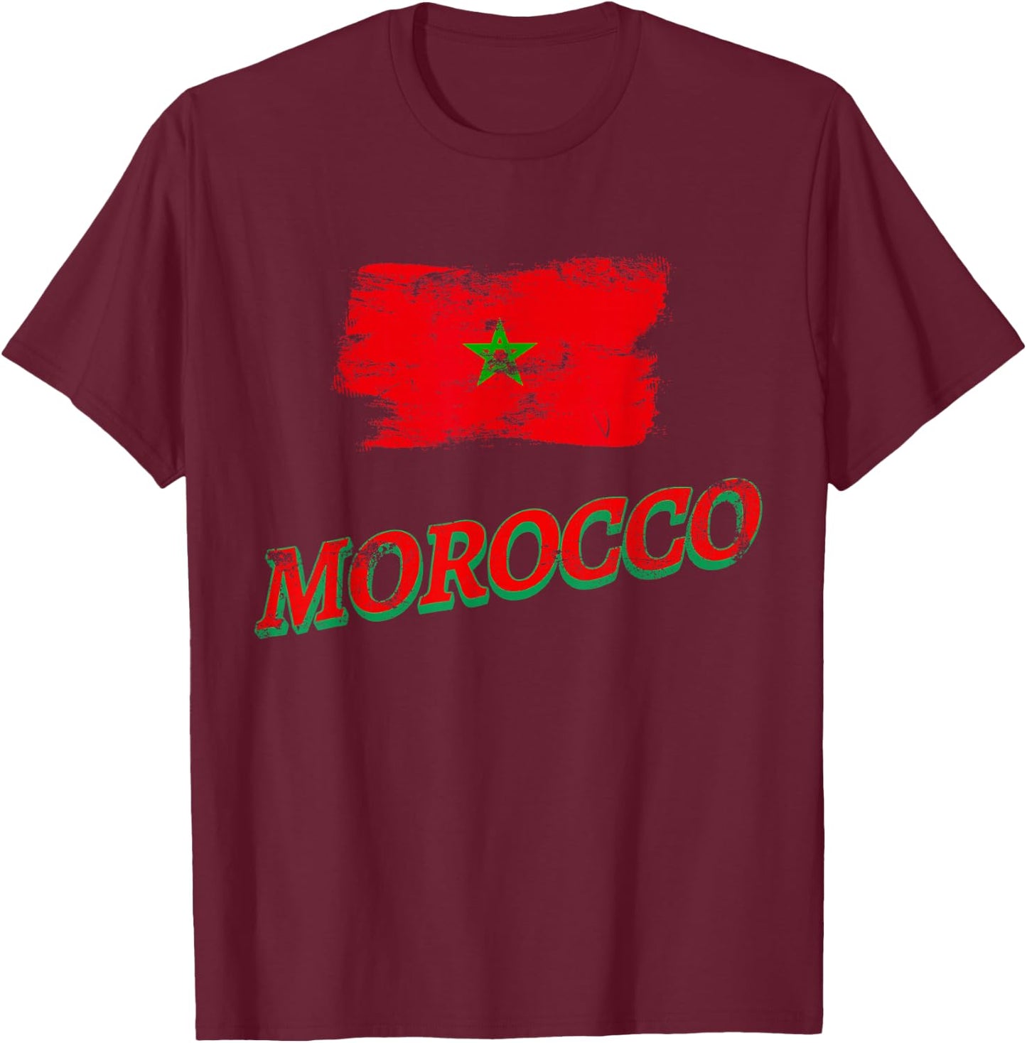 Vintage Morocco Flag Moroccan 2026 Pride Lovers T-Shirt - T-Shirt | Maroon