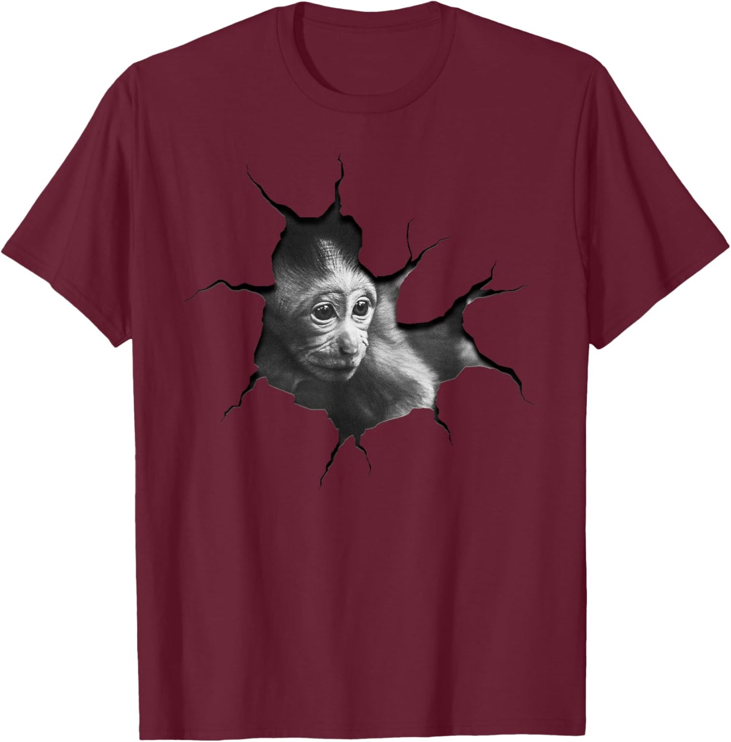 Macaques Baby Monkeys T-Shirt - T-Shirt | Maroon
