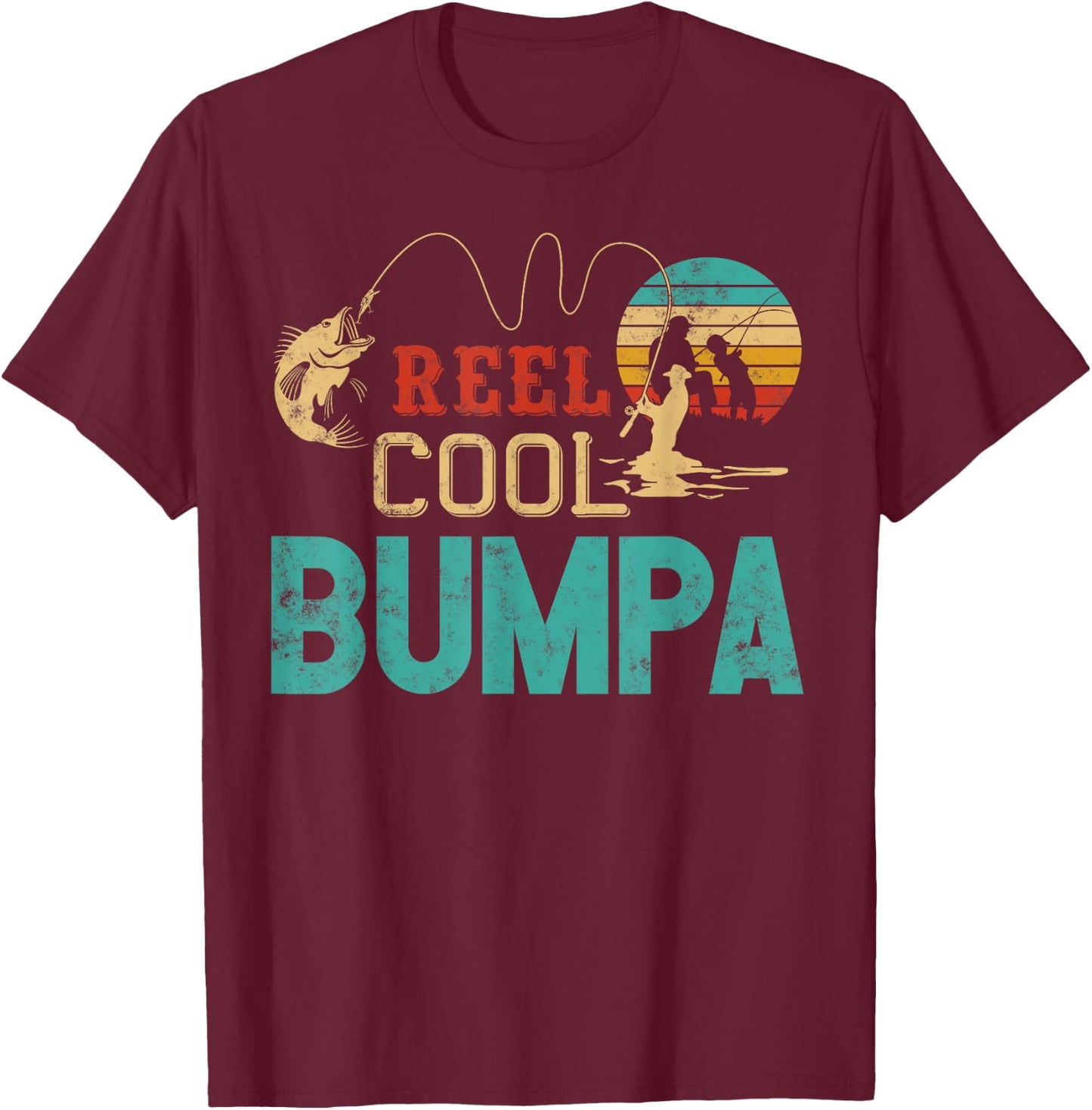 Reel Cool Bumpa vintage funny fishing rod gifts for Bumpa T-Shirt - T-Shirt | Maroon