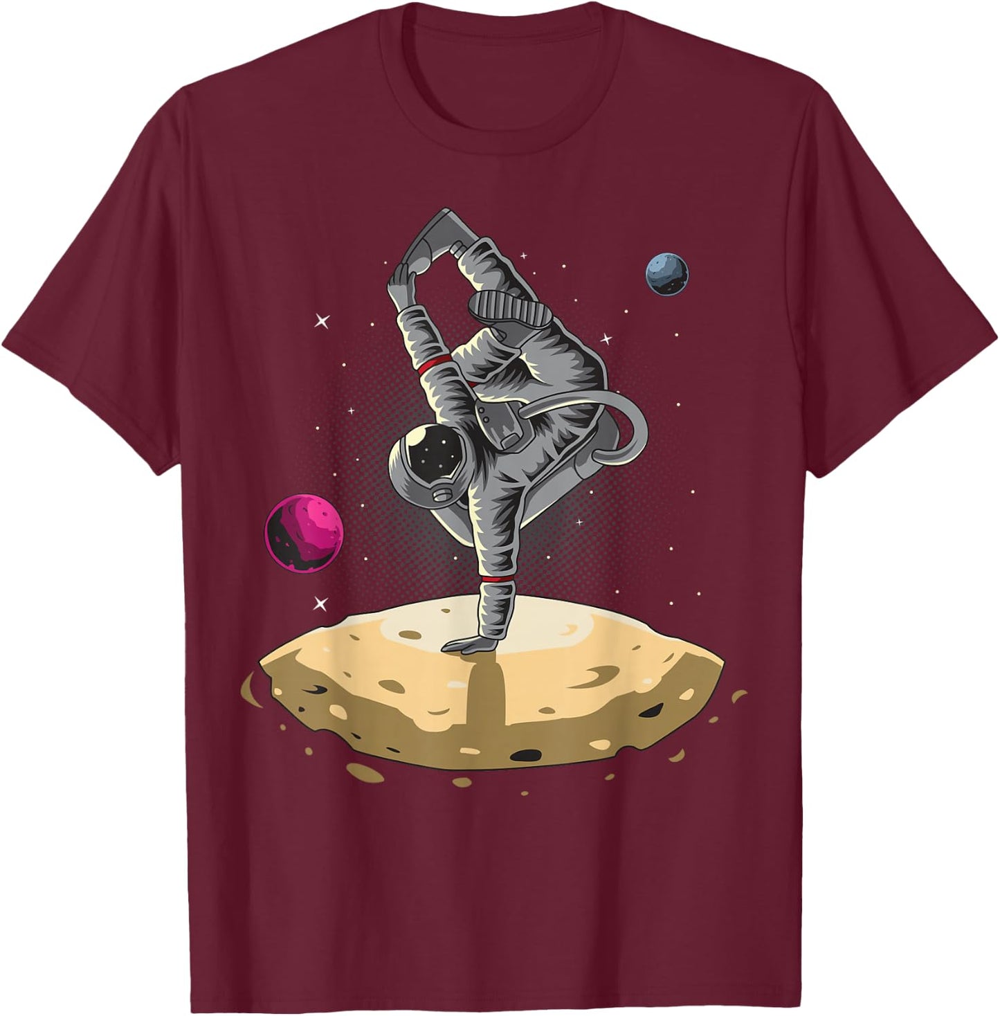 Astronaut Breakdancing On The Moon T-Shirt - T-Shirt | Maroon