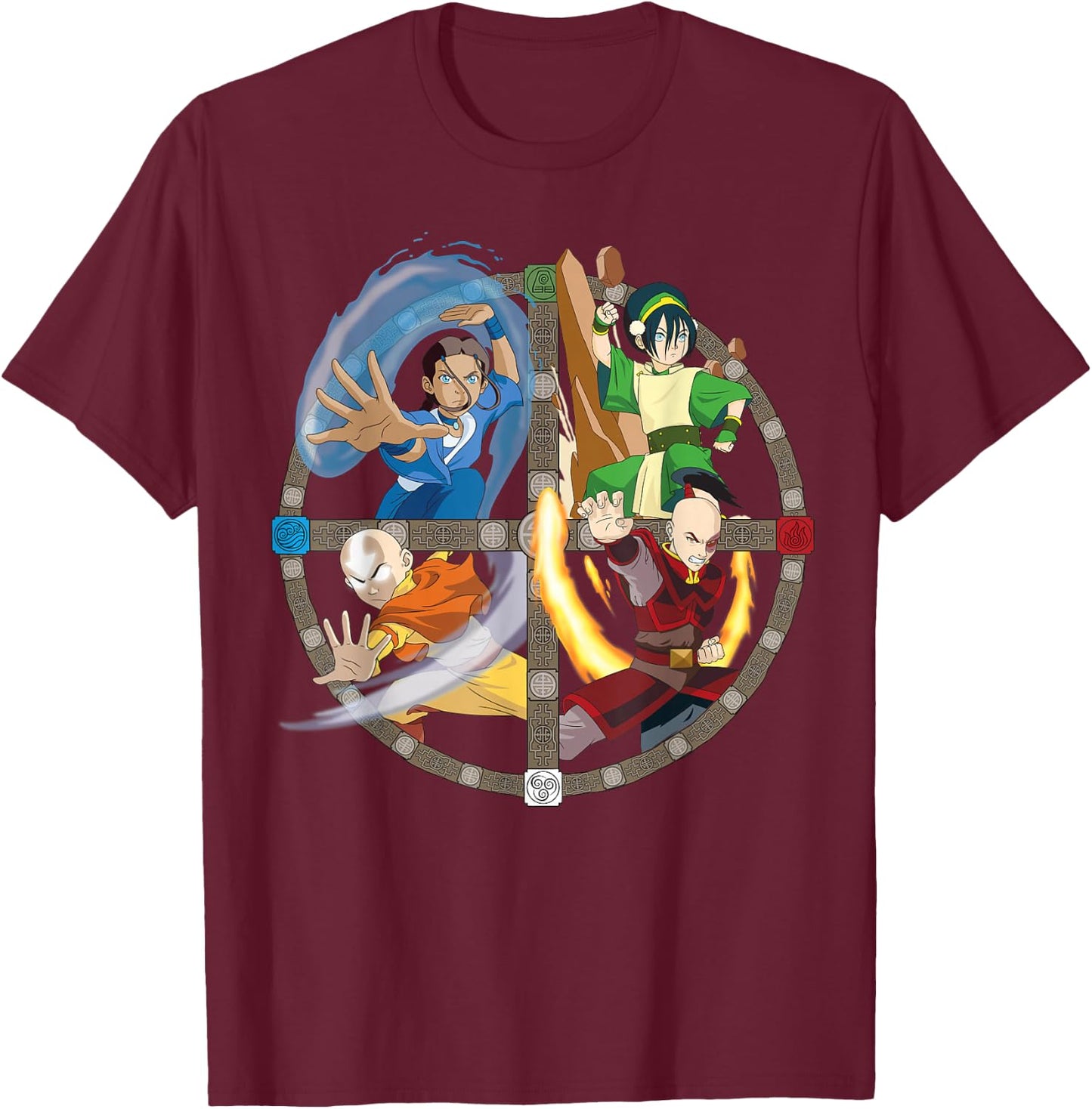Avatar: The Last Airbender All Characters Small T-Shirt - T-Shirt | Maroon