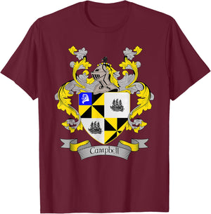Campbell Coat of Arms | Campbell Surname Family Crest T-Shirt - T-Shirt | Maroon