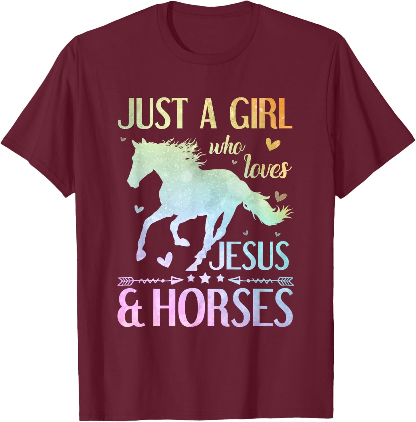 Jesus And Horses, Horse Gifts For Girls, Women T-Shirt - T-Shirt | Maroon