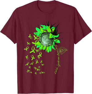 KABUKI SYNDROME AWARENESS Sunflower Lime Ribbon T-Shirt - T-Shirt | Maroon