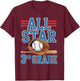 All Star 3rd Grade With Baseball Player First Day Of School T-Shirt - T-Shirt | Maroon