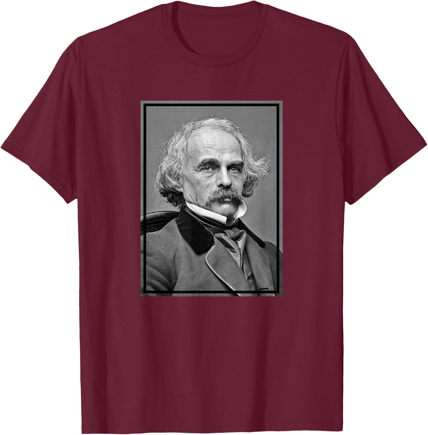 Nathaniel Hawthorne Photo Portrait T-Shirt - T-Shirt | Maroon