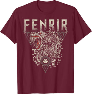 Viking Wolf Fenrir Norse Scandinavian Pagan Mythology T-Shirt - T-Shirt | Maroon