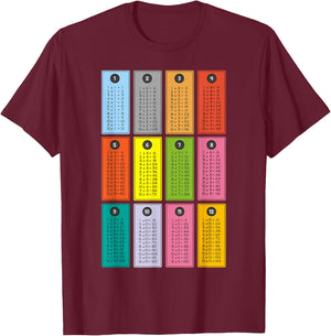 Math Multiplication Tables Learning for Kids T-Shirt - T-Shirt | Maroon