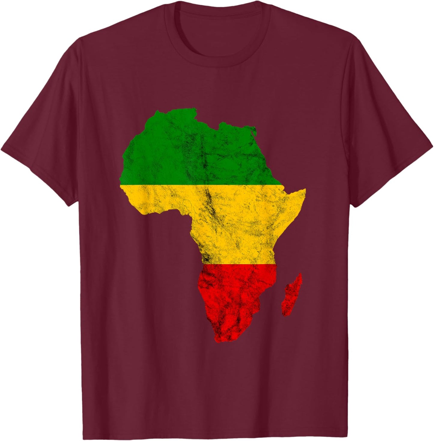 Rasta Reggae Africa Map Outline African Roots T-Shirt - T-Shirt | Maroon