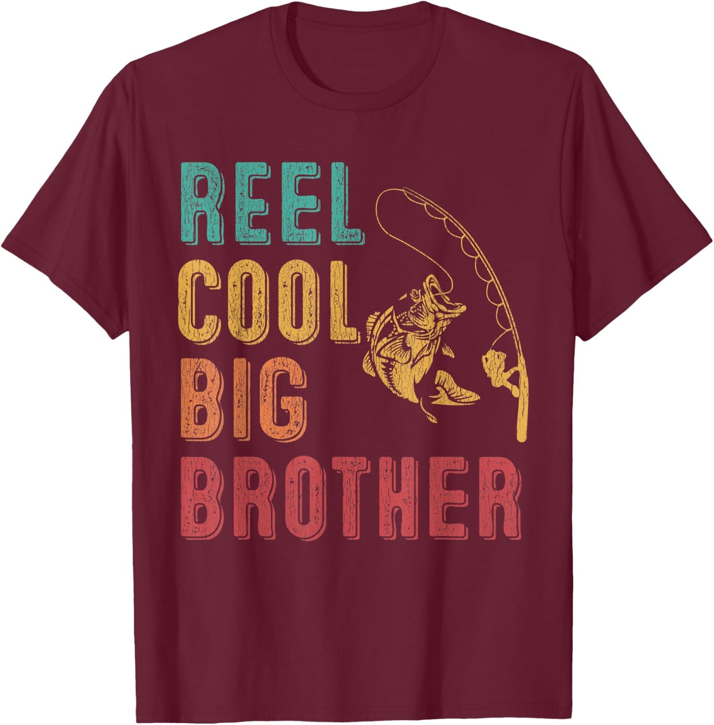 Reel Cool Big Brother Funny Matching Family Fishing Vacation T-Shirt - T-Shirt | Maroon