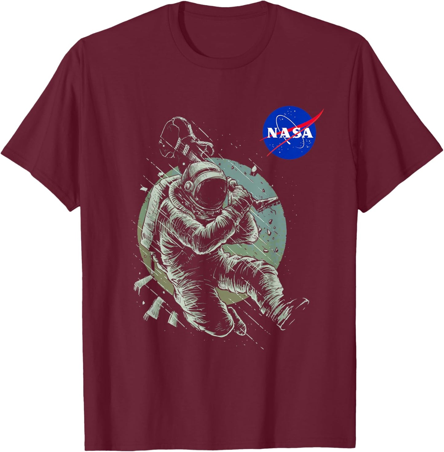 NASA Astronaut Guitar Player Rocker T-Shirt - T-Shirt | Maroon