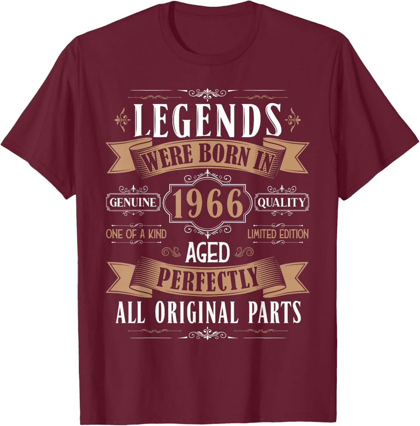 Legends Born in 1966 59th Birthday 59 Years Old Bday Men T-Shirt - T-Shirt | Maroon