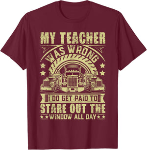 Funny Trucker Shirt Women Semi Truck Driver T-Shirt - T-Shirt | Maroon