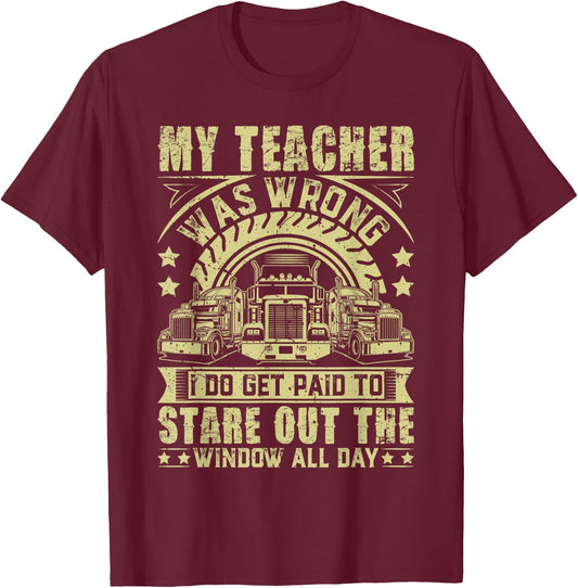 Funny Trucker Shirt Women Semi Truck Driver T-Shirt - T-Shirt | Maroon
