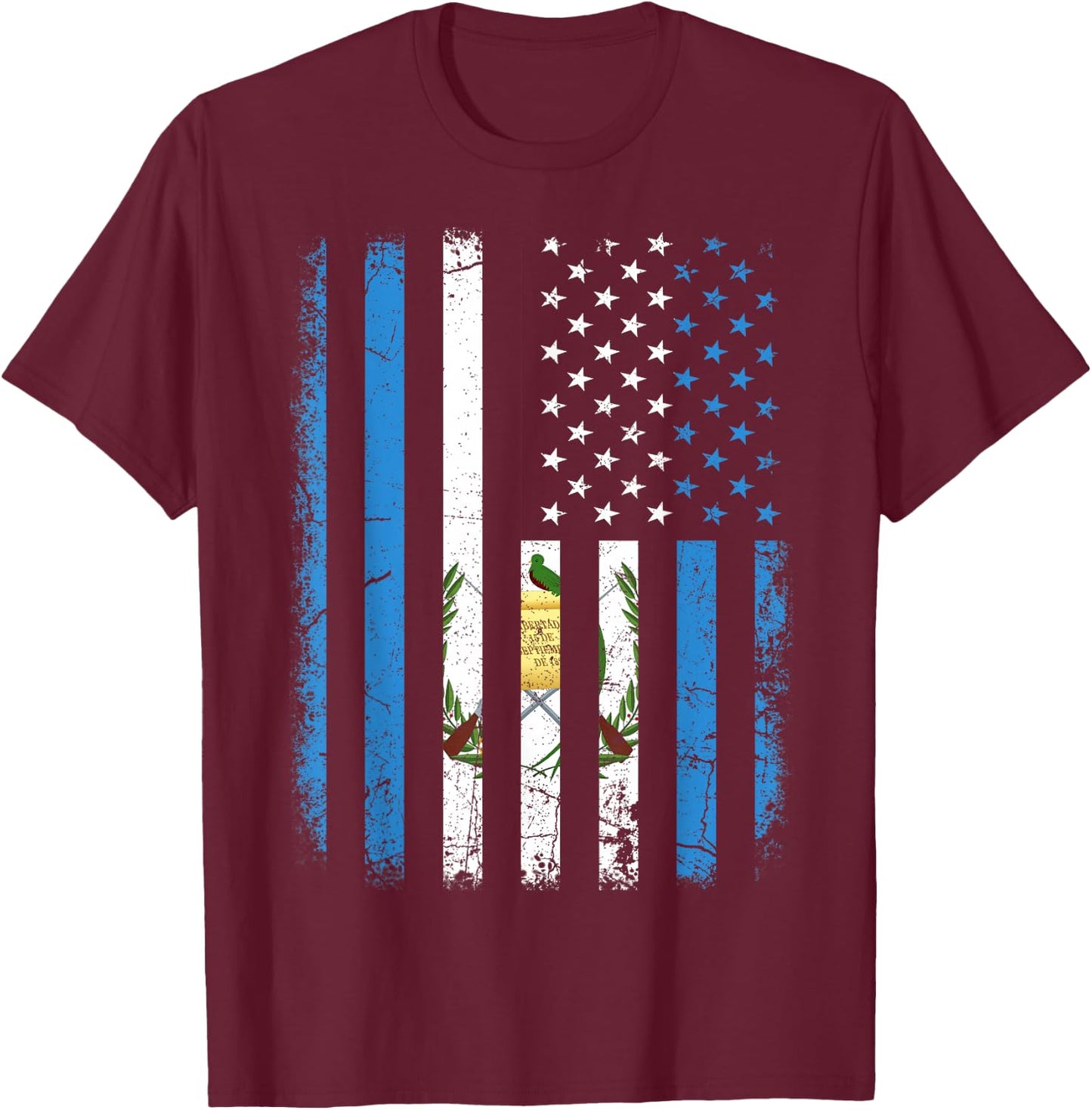 Guatemalan American Flag Guatemalan Roots Guatemala America T-Shirt - T-Shirt | Maroon