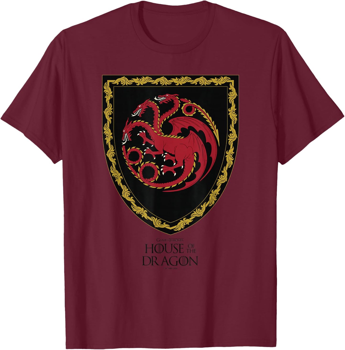 House of the Dragon House Targaryen Shield T-Shirt - T-Shirt | Maroon