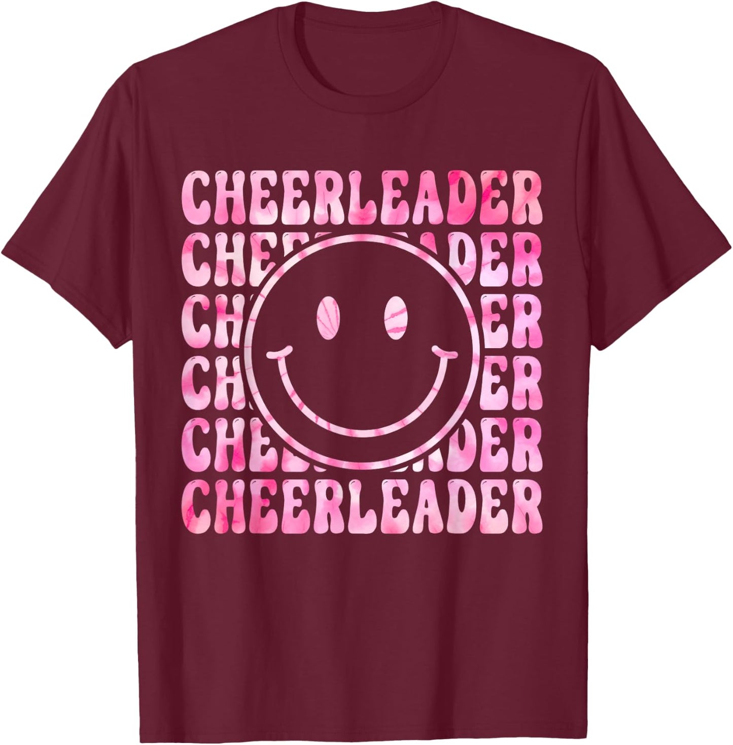 Cute Tie Dye Cheerleading for Cheerleader Squad BFF Cheer T-Shirt - T-Shirt | Maroon