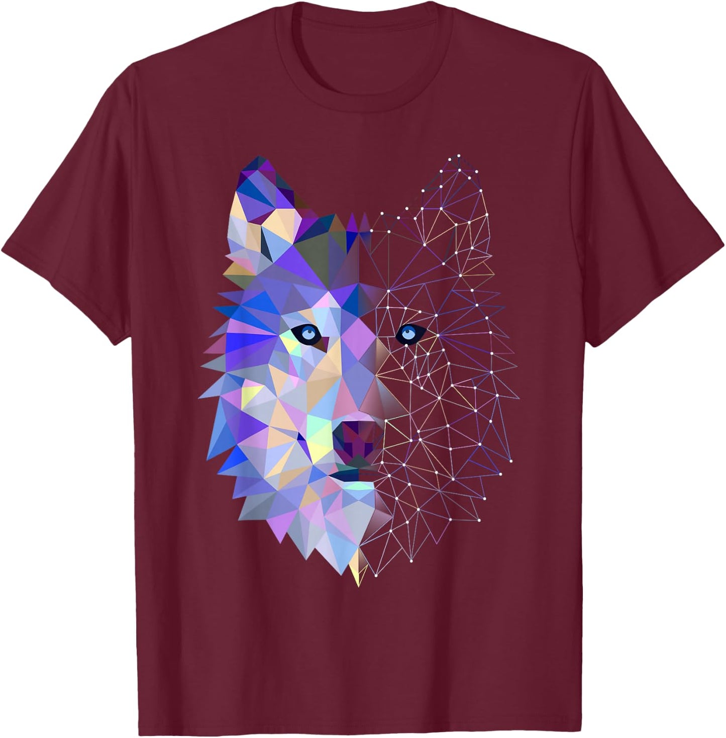 Splash Art Wolf Lover T-Shirt - T-Shirt | Maroon