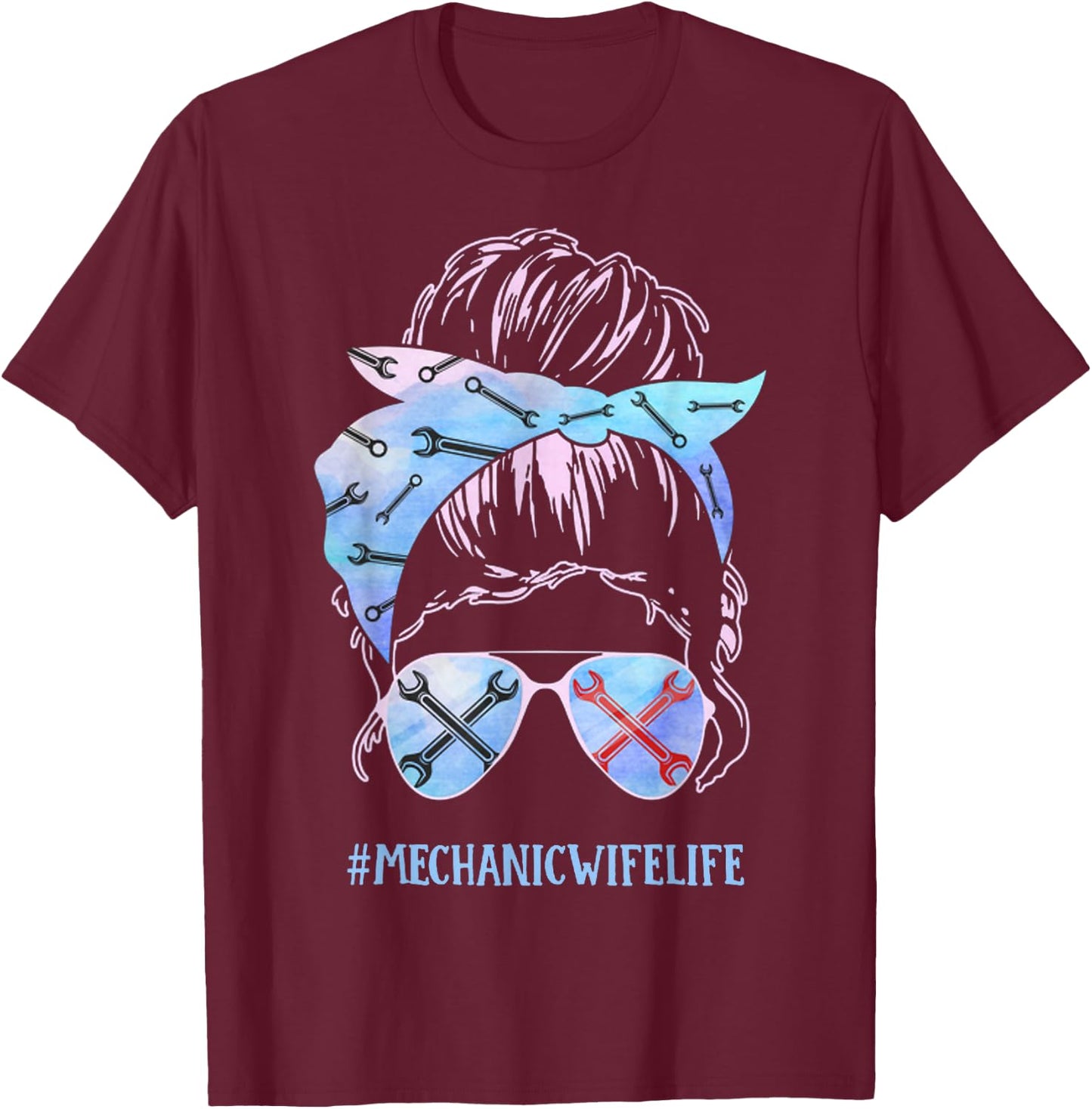 Mechanic Wife Life T-Shirt - T-Shirt | Maroon