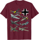 WW2 German Fighter Planes JU-87 Stuka Bf 109 ME 262 Fw190 T-Shirt - T-Shirt | Maroon