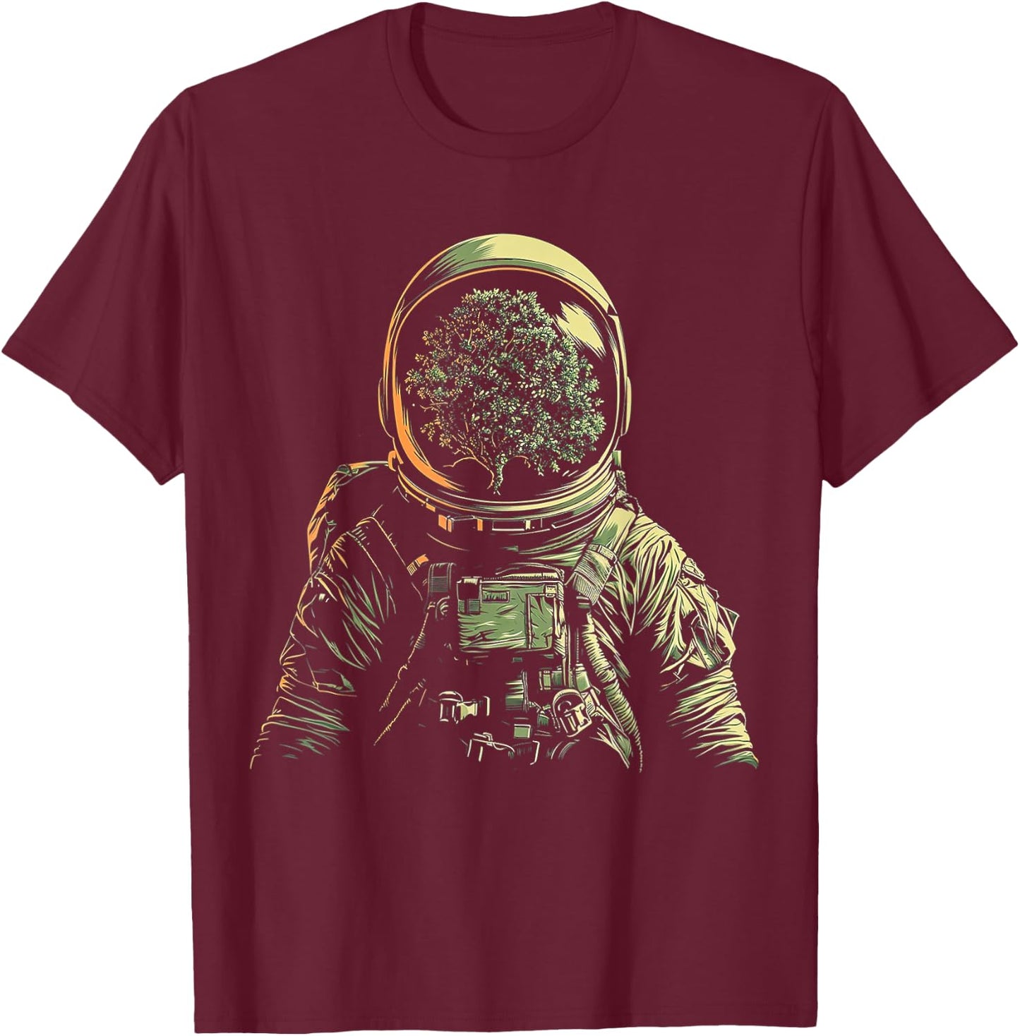 Astronaut Tree Art Space Nature Astronaut T-Shirt - T-Shirt | Maroon