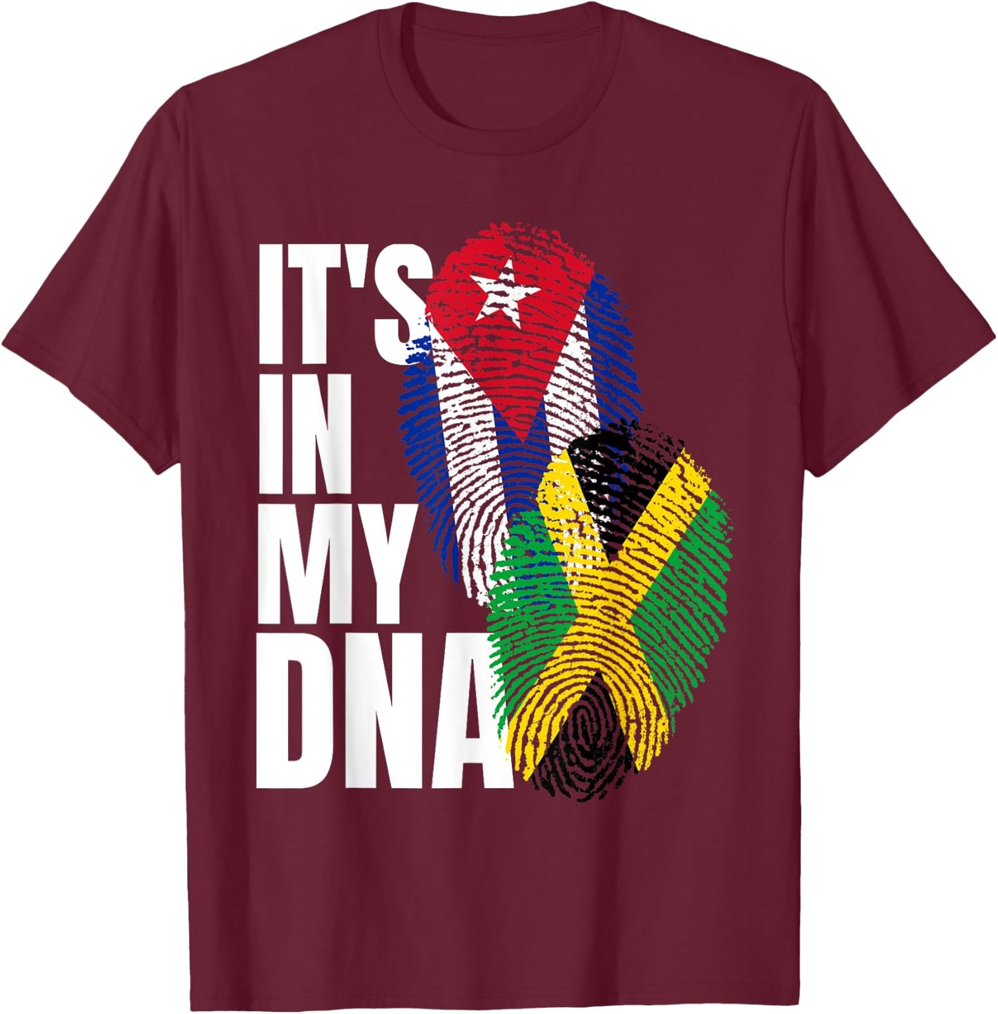 Jamaican And Cuban Mix DNA Heritage Flag T-Shirt - T-Shirt | Maroon