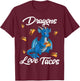 Dragons Love Tacos Mexican Food For Kids boys girls pjs T-Shirt - T-Shirt | Maroon