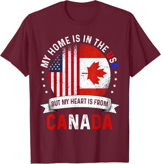 Canadian American Patriot Heart is from Canada Flag T-Shirt - T-Shirt | Maroon