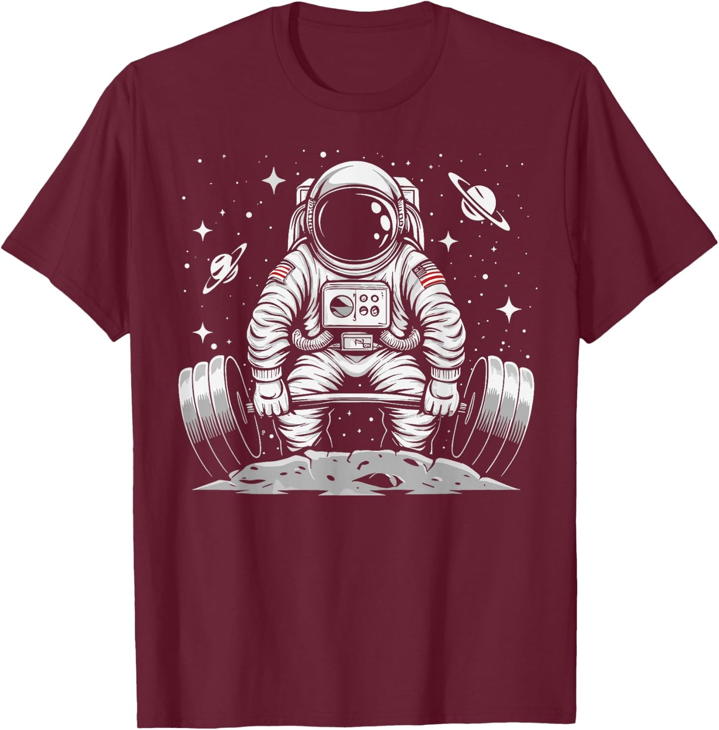 Fitness Planet Astronaut Space Astronaut Weightlifting T-Shirt - T-Shirt | Maroon