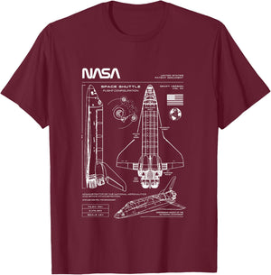 NASA Space Shuttle Technical Blueprint Kids T-Shirt - T-Shirt | Maroon