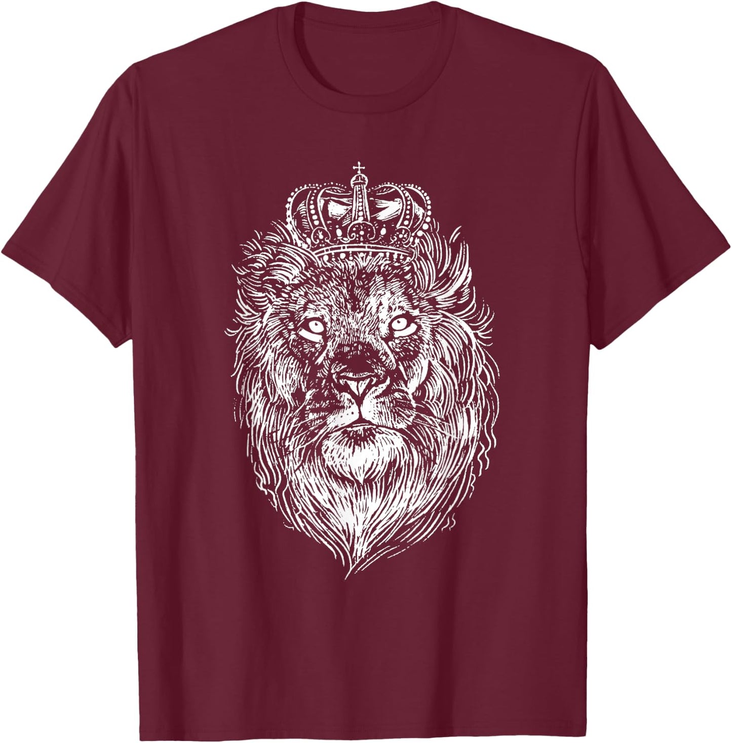 Lion with crown, hand-drawn T-Shirt - T-Shirt | Maroon