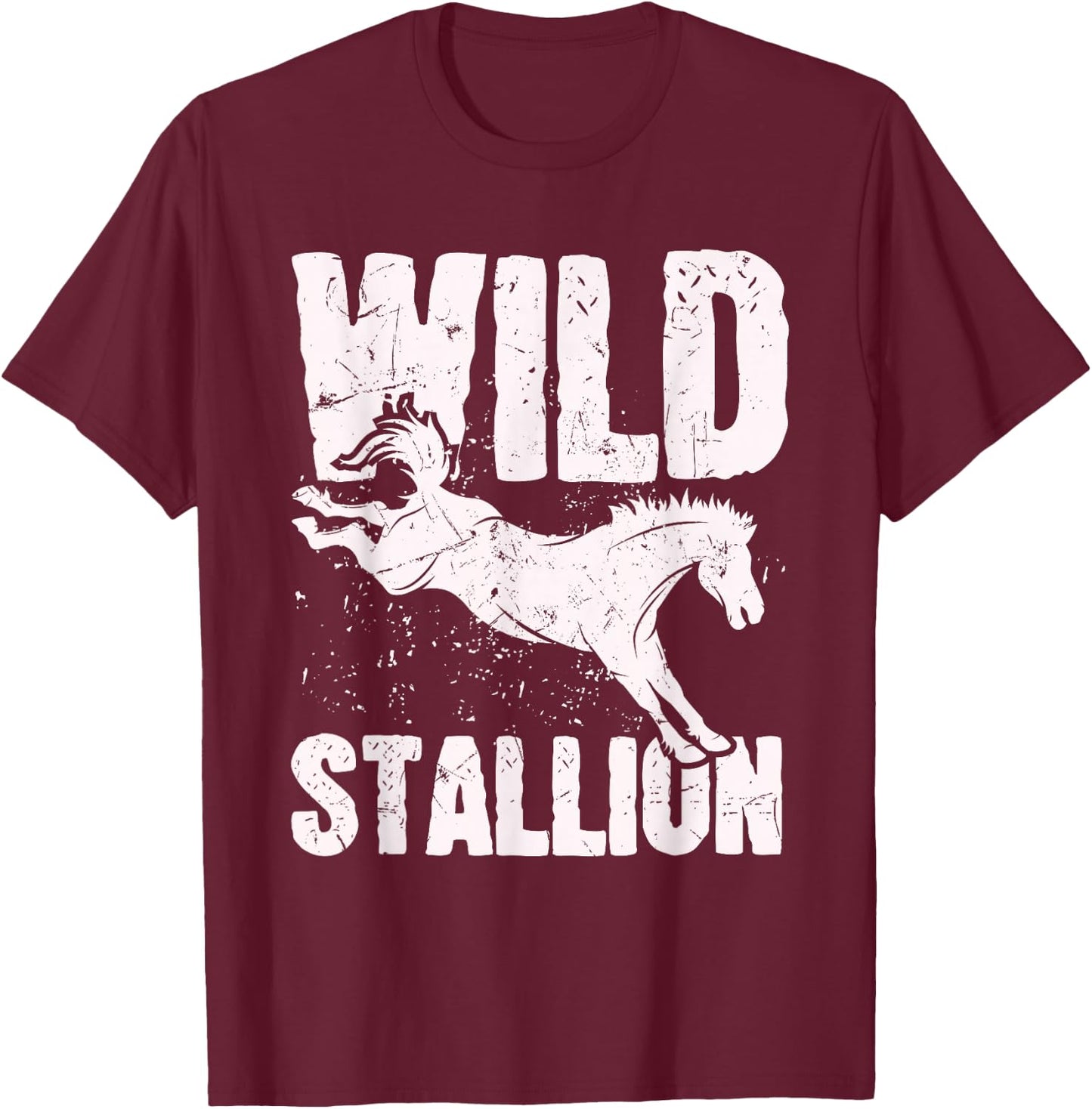 Cool Wild Stallion Rider Riding Horse Lover Horse Owners T-Shirt - T-Shirt | Maroon