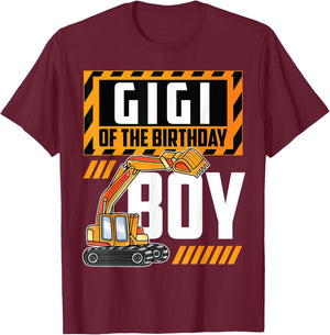 vehicle construction excavator Gigi of the Birthday Boy T-Shirt - T-Shirt | Maroon