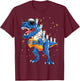 Hanukkah Dinosaur Menorasaurus T Rex Dino Chanukah Boys 2024 T-Shirt - T-Shirt | Maroon
