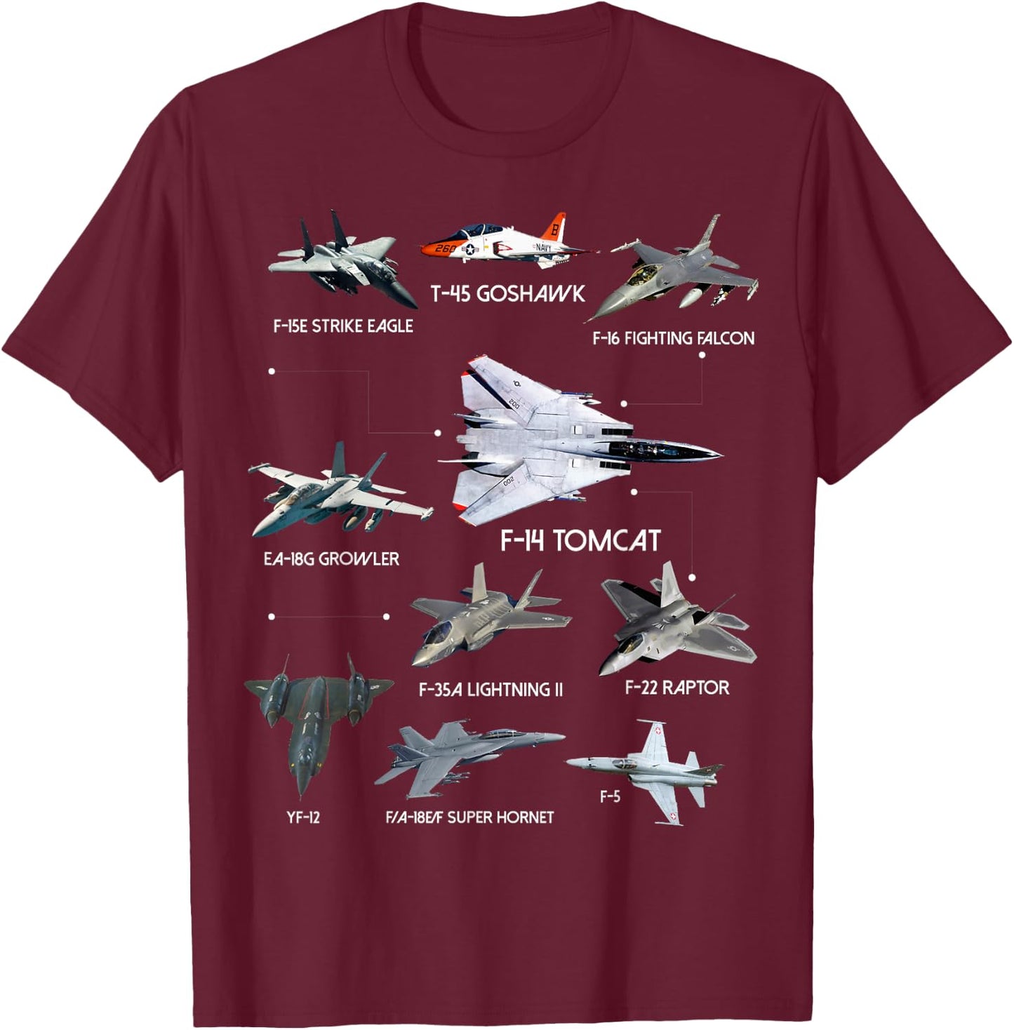 American Fighters Jets Funny Plane Aviation Enthusiasts T-Shirt - T-Shirt | Maroon